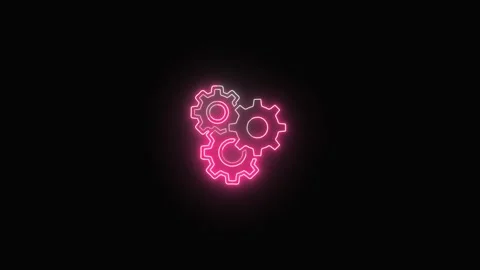 Glowing neon Rotating cog icon. Rotating Gear Animated icon on black  backg.. Stock Footage 311559869