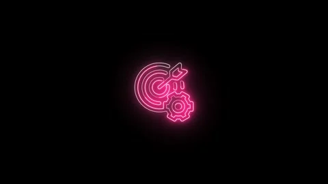 Glowing neon  Rotating Gear Animated icon on black  background 4k. Stock Footage 311559853