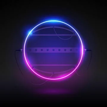Glowing Neon Round Frame Stock Illustration