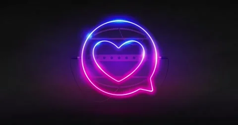 Glowing Neon Round Speech Bubble Stock Footage 229627453