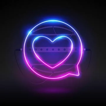 Glowing Neon Round Speech Bubble Stock Illustration