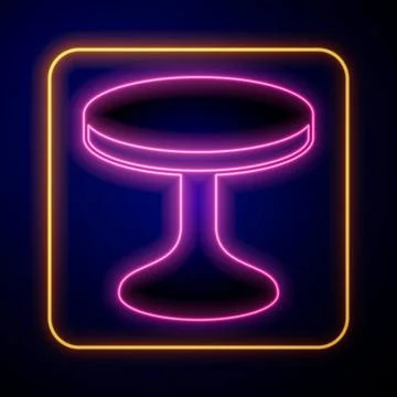 Glowing neon Round table icon isolated on black background. Vector Illustrazione stock