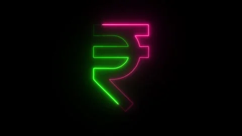 Glowing Neon rupee currency Icon animation. 库存影片 336629965