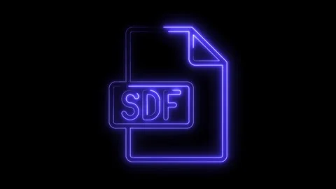 Glowing neon S D F file icon symbol isolated on black background futuristic.. Stock Footage 314556878