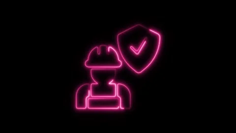 Glowing Neon Safety at Work Icon Isolated, HD Motion Graphic Symbolizing Wo.. Video stock 301274336