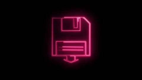 Glowing Neon Save Icon Animation Download Symbol Digital Data Storage Techn.. Stock Footage 315498626