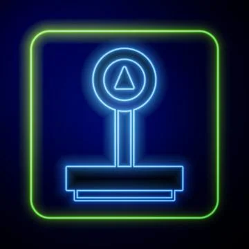 Glowing neon Scale icon isolated on blue background. Logistic and delivery... Stock Illustration