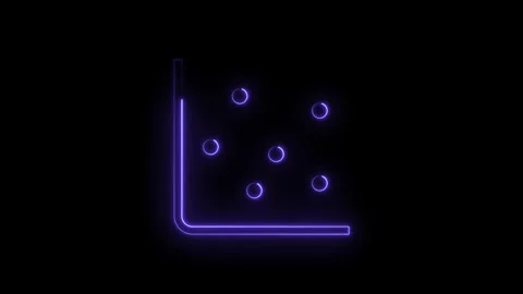 Glowing neon scatter plot animation showing data distribution in statistica.. Vídeos de archivo 314543885