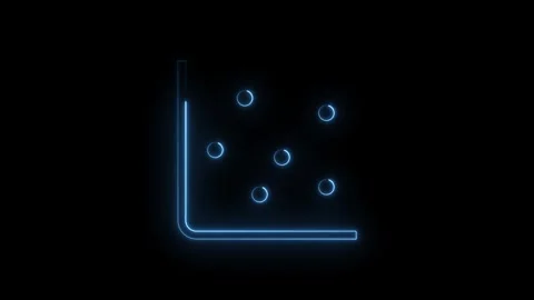 Glowing neon scatter plot animation on black background for statistical or .. Video stock 314543888