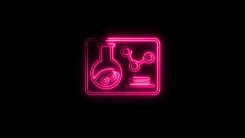 Glowing Neon Science Icon Flask Molecule Chart Isolated Black Background la.. Stock Footage 315655335