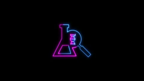 Glowing neon scientific icon concept on black background. Test tube and fla.. Stock Footage 293483358