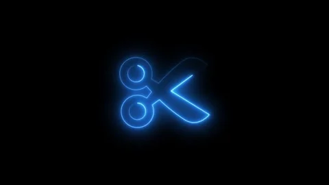 Glowing neon scissors icon animation isolated on black background 库存影片 328921071