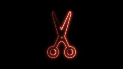 Glowing Neon Scissors Icon Isolated on Black Background, HD Motion Graphic .. Stock Footage 301209724