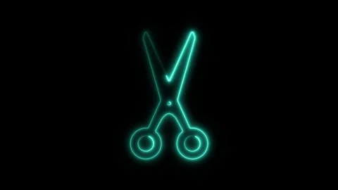 Glowing Neon Scissors Icon Isolated on Black Background, HD Motion Graphic .. Stock Footage 301209755