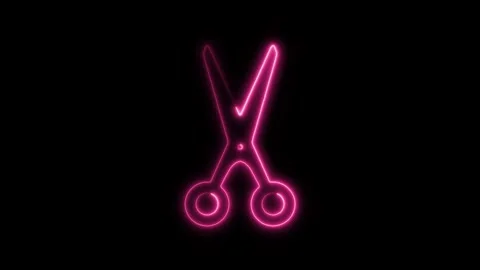 Glowing Neon Scissors Icon Isolated on Black Background, HD Motion Graphic .. Stock Footage 301209761
