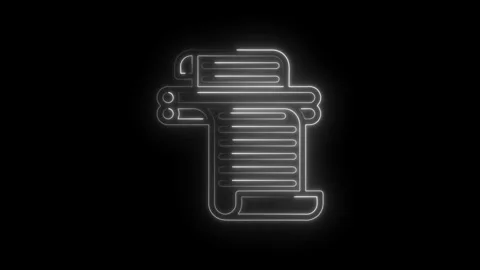 Glowing neon scroll icon animation on black background abstract document pa.. Stock Footage 346123687