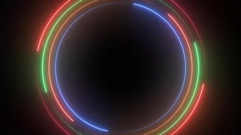 Glowing neon seamless loop circle animation isolated on black background Stock-Footage 345631948