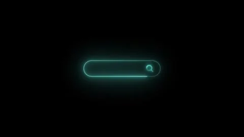 Glowing neon search bar animation with magnifying glass on black background.. Stock Footage 345549409