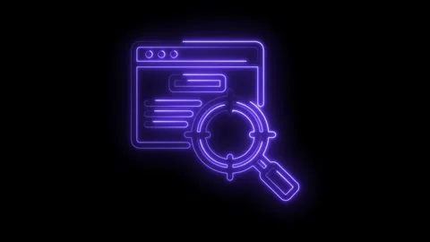Glowing neon search engine optimization concept animation on black background Stock Footage 330782056
