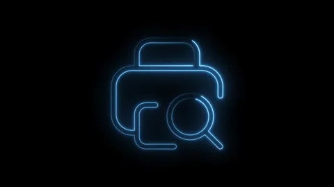 Glowing neon search folder icon animation against black background for data.. Stock Footage 314544858