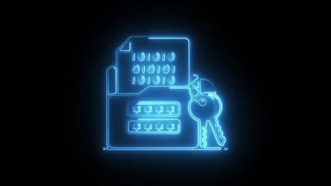 Glowing neon secure folder icon isolated on black background. HD Video moti.. Stock Footage 304107085
