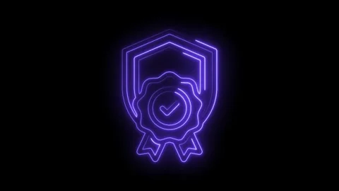 Glowing neon security shield badge animation quality assurance verification Stock Footage 330778091