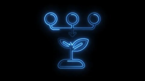 Glowing neon seedling growing from data sources for business process optimi.. Stock Footage 314650564