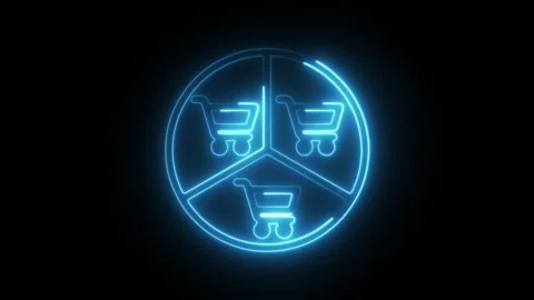 Glowing neon segmentation icon isolated on black background. HD Video motio.. Stock Footage 304128196