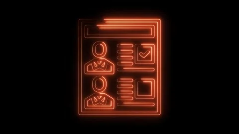 Glowing neon selection list illustration featuring candidates on a dark Stock Footage 322967088