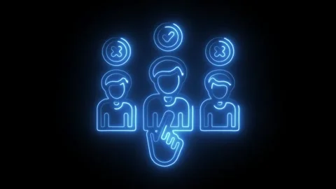 Glowing neon selection process animation candidates review and team buildin.. Stock Footage 309911615