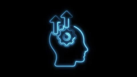 Glowing neon self-motivation icon isolated on black background. HD Video mo.. Stock Footage 304153941