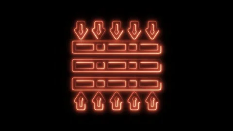 Glowing neon sequence alignment icon isolated on black background. HD Video.. Stock Footage 304168354