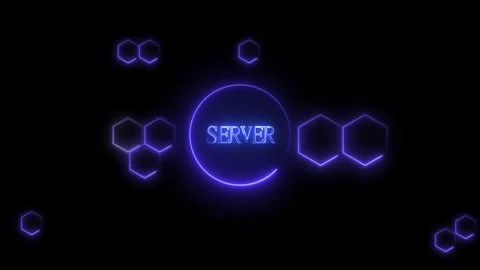 Glowing neon server hexagon network background. Neon server hexagon for dig.. Stock Footage 337816227
