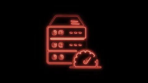 Glowing neon server icon isolated on black background. HD Video motion grap.. Stock Footage 304143089