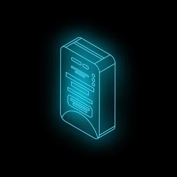 Glowing neon server icon representing data storage and processing Stock-Illustration