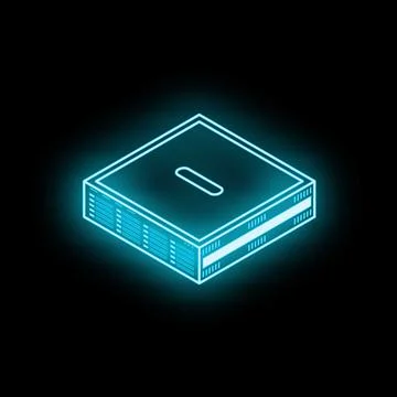 Glowing neon server illustrating cloud computing technology 스톡 일러스트