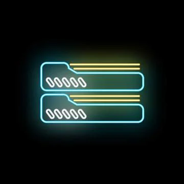 Glowing neon server rack data technology icon Stock Illustration