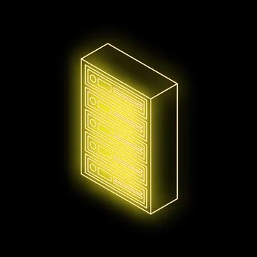 Glowing neon server rack illustrating data storage concept Stock Illustration