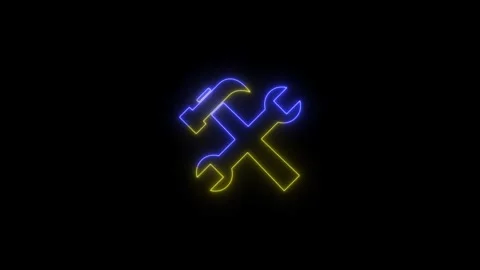 Glowing neon setting icon.Update setting icon setup and technology setting .. Stock Footage 315865774