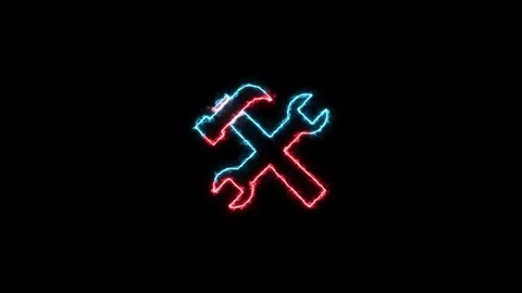 Glowing neon setting icon.Update setting icon setup and technology setting .. Stock Footage 318126973