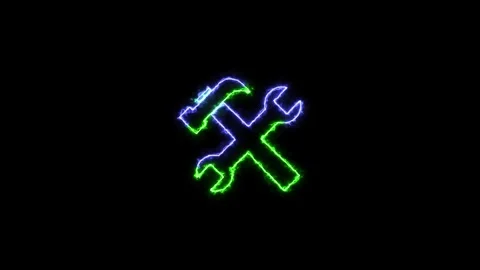Glowing neon setting icon.Update setting icon setup and technology setting .. Stock Footage 318126988