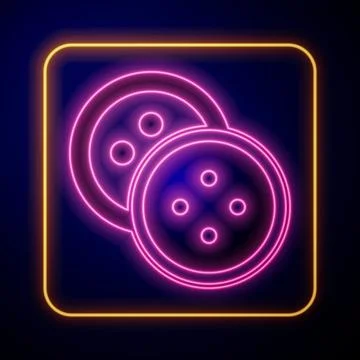 Glowing neon Sewing button for clothes icon isolated on black background Stock Illustration