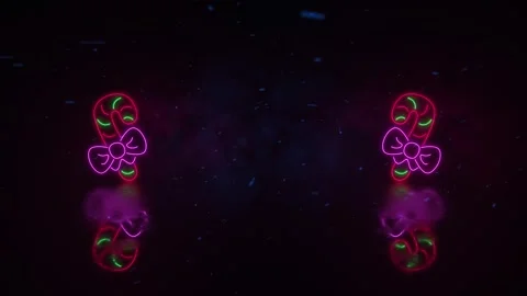 Glowing Neon Shape of Candy Cane Vídeos de archivo 317088126