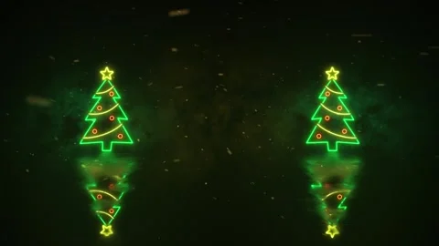 Glowing Neon Shape of Christmas Tree Vídeos de archivo 317088125