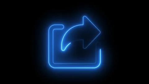 Glowing neon share animation on black background, for social media, and dig.. Видео 333700632