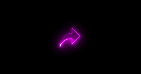 Glowing neon share icon animation with curved arrow on a black background. Share Stock Footage 334937945