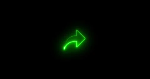 Glowing neon share icon animation with curved arrow on a black background. Share Vídeo Stock 334937946