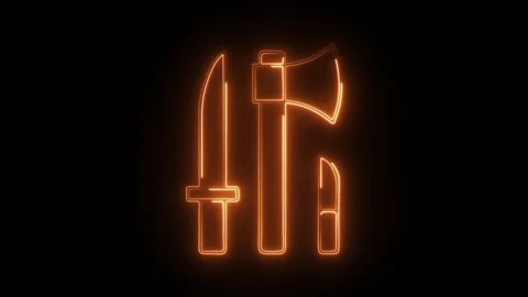 Glowing neon sharp blade icon isolated on black background. HD Video motion.. Stock Footage 304532957