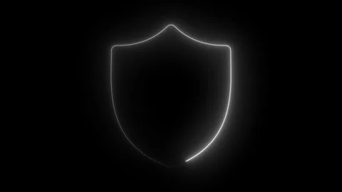 Glowing neon shield animation, cybersecurity and data protection concept, m.. Vídeo Stock 334606828