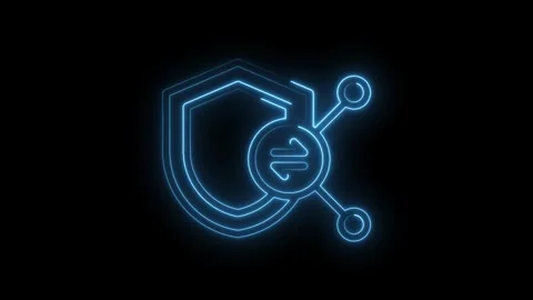 Glowing neon shield with data exchange for cyber security and network protection Stock Footage 330785211